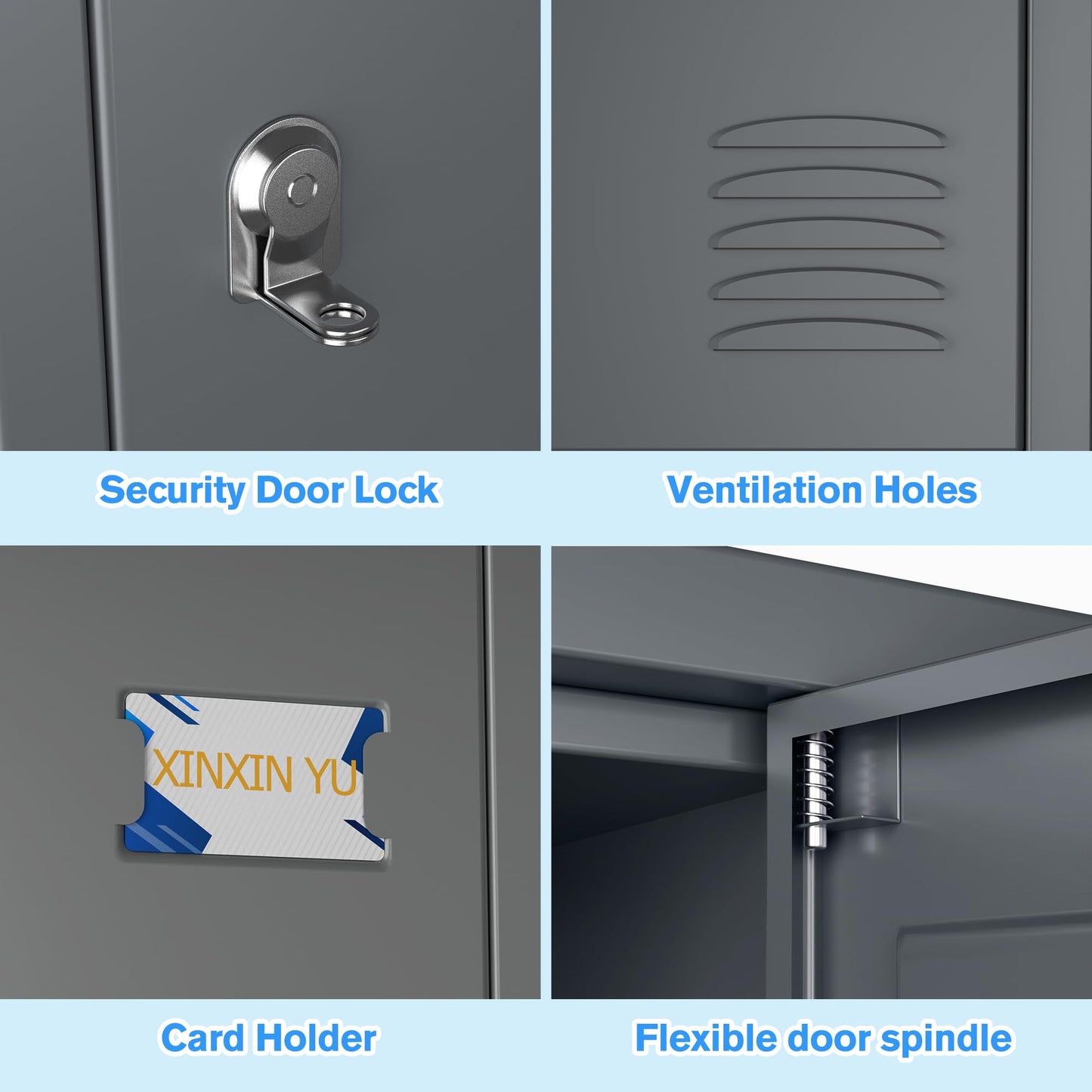 SUPEER 15 Doors Metal Lockers for Employees with Lock,Metal Locker with Card Holder for School Garage Office Gym Bedroom,Assembly Required,15 Door Dark Grey