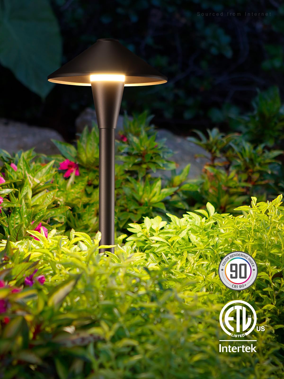 LEONLITE 3CCT Low Voltage Pathway Lights, LED Landscape Path Lights, 3000K/4000K/5000K, Flat Cone Head, 12-24V AC/DC, IP65 Outdoor Walkway Light, Oil Rubbed Bronze Aluminum, Pack of 6