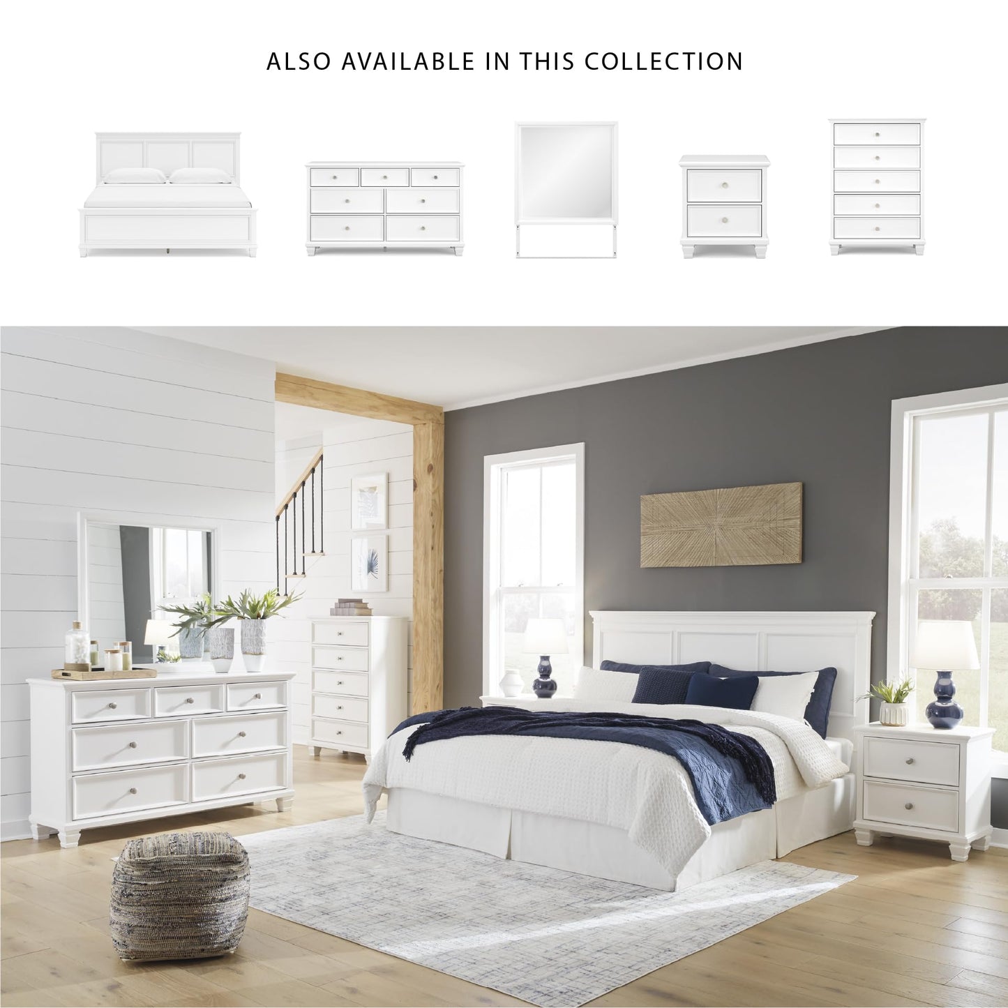 Signature Design by Ashley Fortman Casual 5 Drawer Chest for Bedroom, White