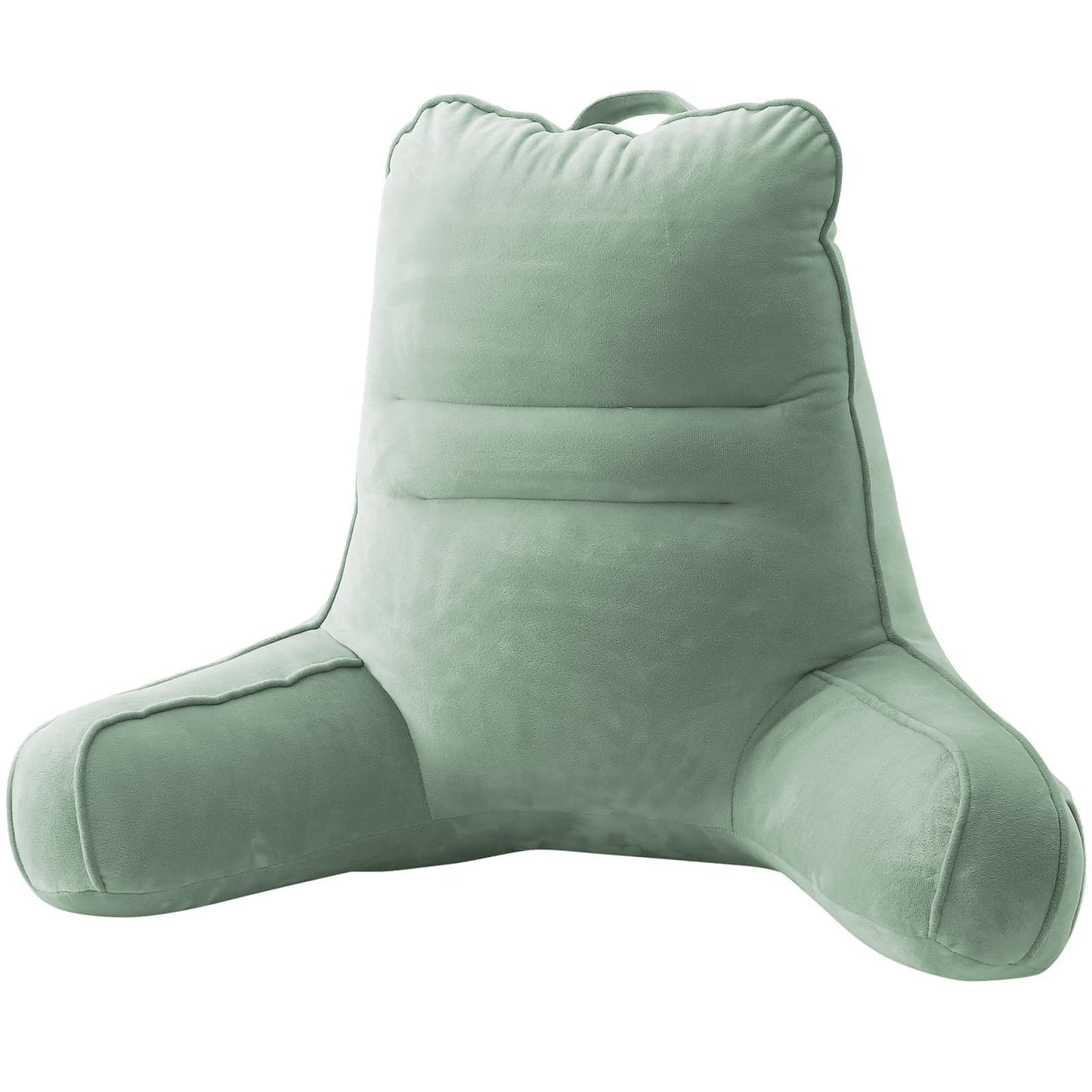 Sasttie Reading Pillow for Bed - 23 Inch, Back Pillow for Bed Sitting Up, Back-Rest Support Cushion with Side Pockets and Arms, Dorm Essentials, Oeko-Tex Certified, Sage