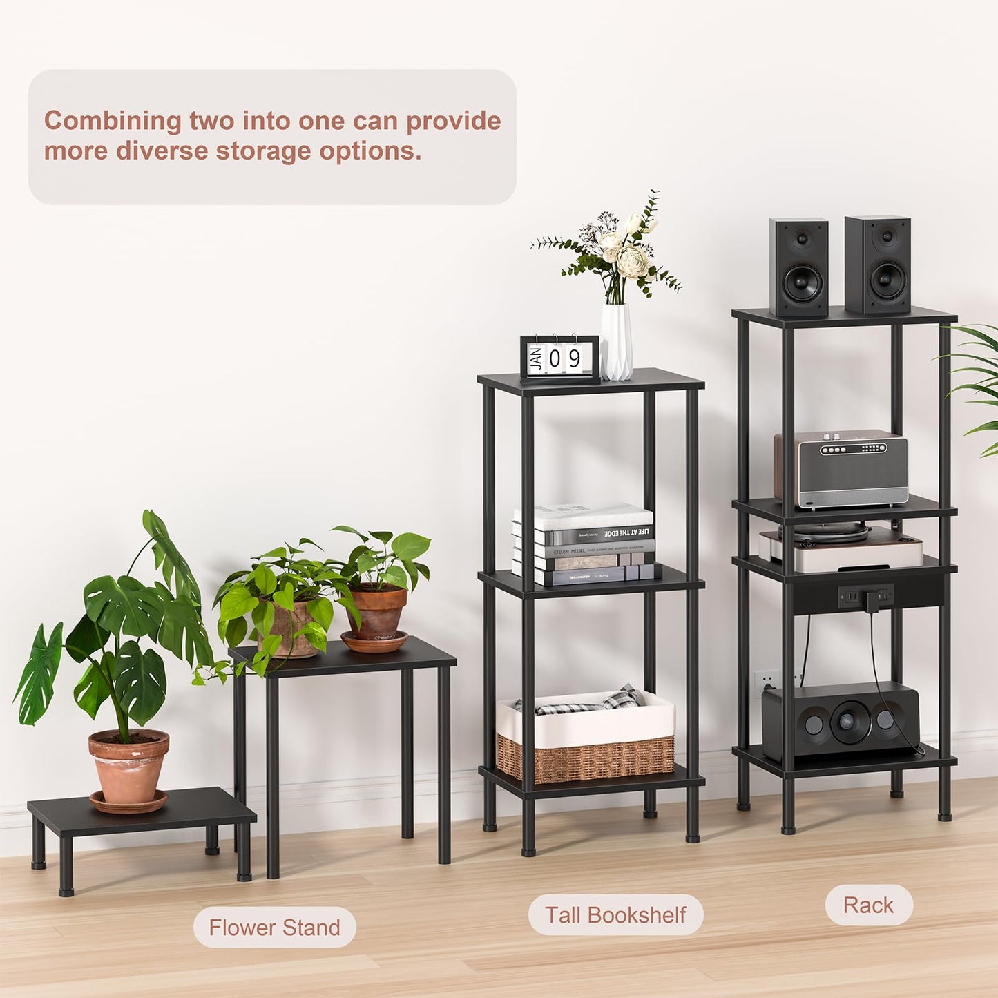 YUFAM End Table,Small Side Table,2-Tier Nightstand with Storage Shelf,Sofa Bedside Table for Small Spaces in Living Room,Bedroom, Office,Stable Frame,Easy Assembly,Black