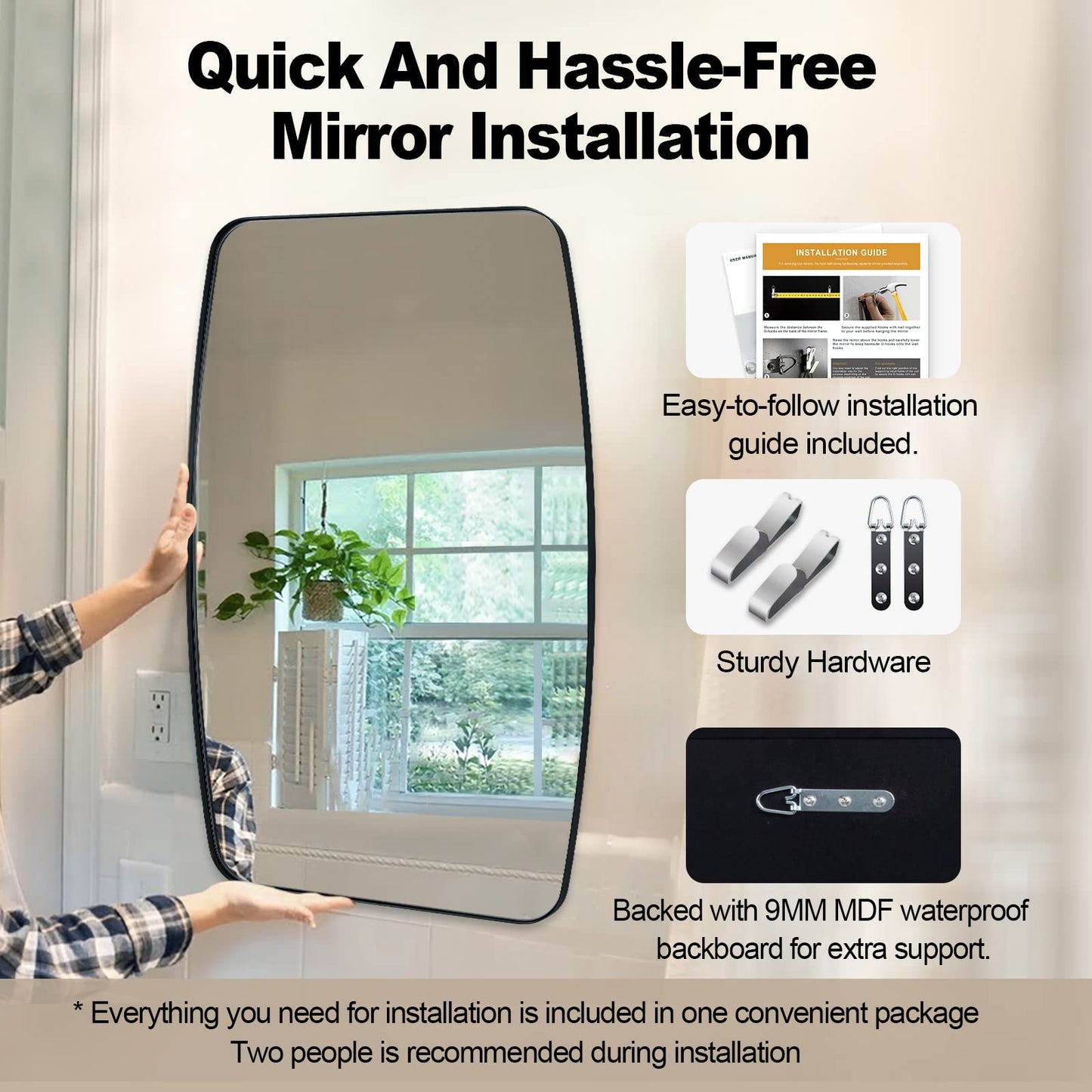 ANDY STAR Oval Mirrors for Bathroom, 20x30’’ Black Bathroom Vanity Mirror with Metal Frame, Black Oblong Bathroom Mirror for Over Sink, Modern Anti Rust Wall Mounted