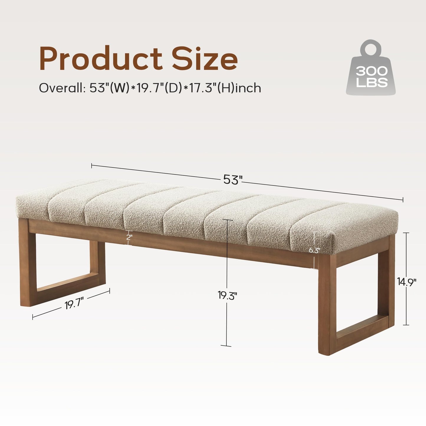 Zihanhome 52.7" Bedroom Bench for End of Bed, Modern Upholstered Teddy Fabric Entryway Bench & Dining Bench, Footrest Stool Bench with Solid Wood Frame for Bedroom, Living Room (Camel)