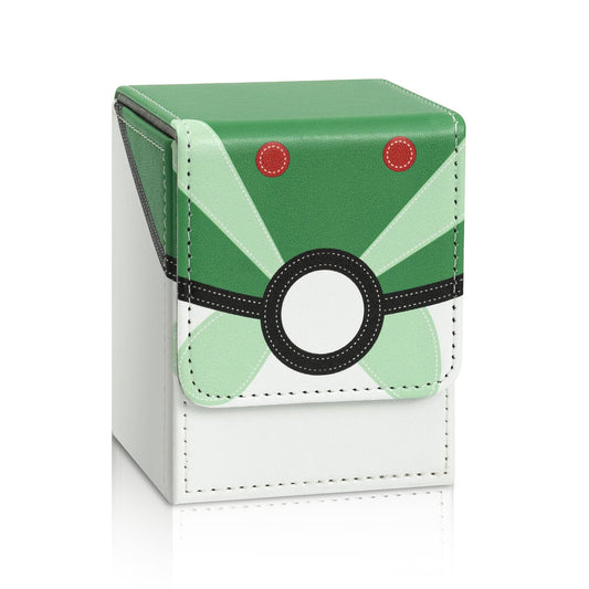 Collectible Trading Card Cases, Card Deck Box Storage Box Case Magnetic Deck Box Card Holder ，Can hold around 100 cards (Green-white)