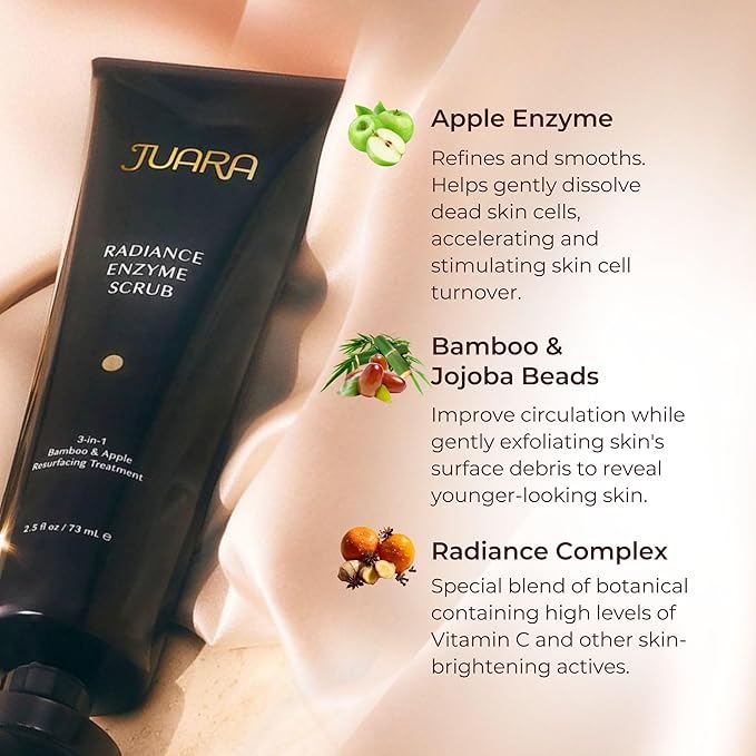 JUARA - Radiance Enzyme Scrub | Sensitive Exfoliant | Brightening Facial Cleanser | Pore Clarifier | Invigorating, 3-1 Face Wash | Cruelty Free, Paraben & Sulfate Free, Vegetarian | 2.5 oz (2 Pack)