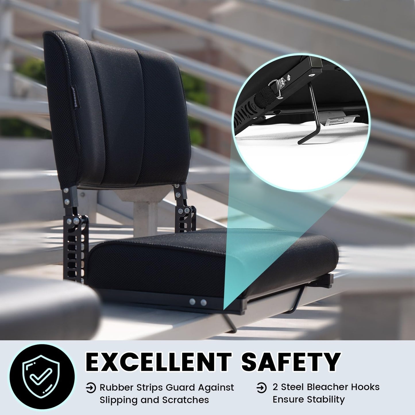 Stadium Seats with Back Support, Mesh Fabric Material Stadium Seats,Stadium Seats for Bleachers with Curved Backrest,Bleacher Chairs with Back and Cushion with Shoulder Strap,Ideal for Sports Events