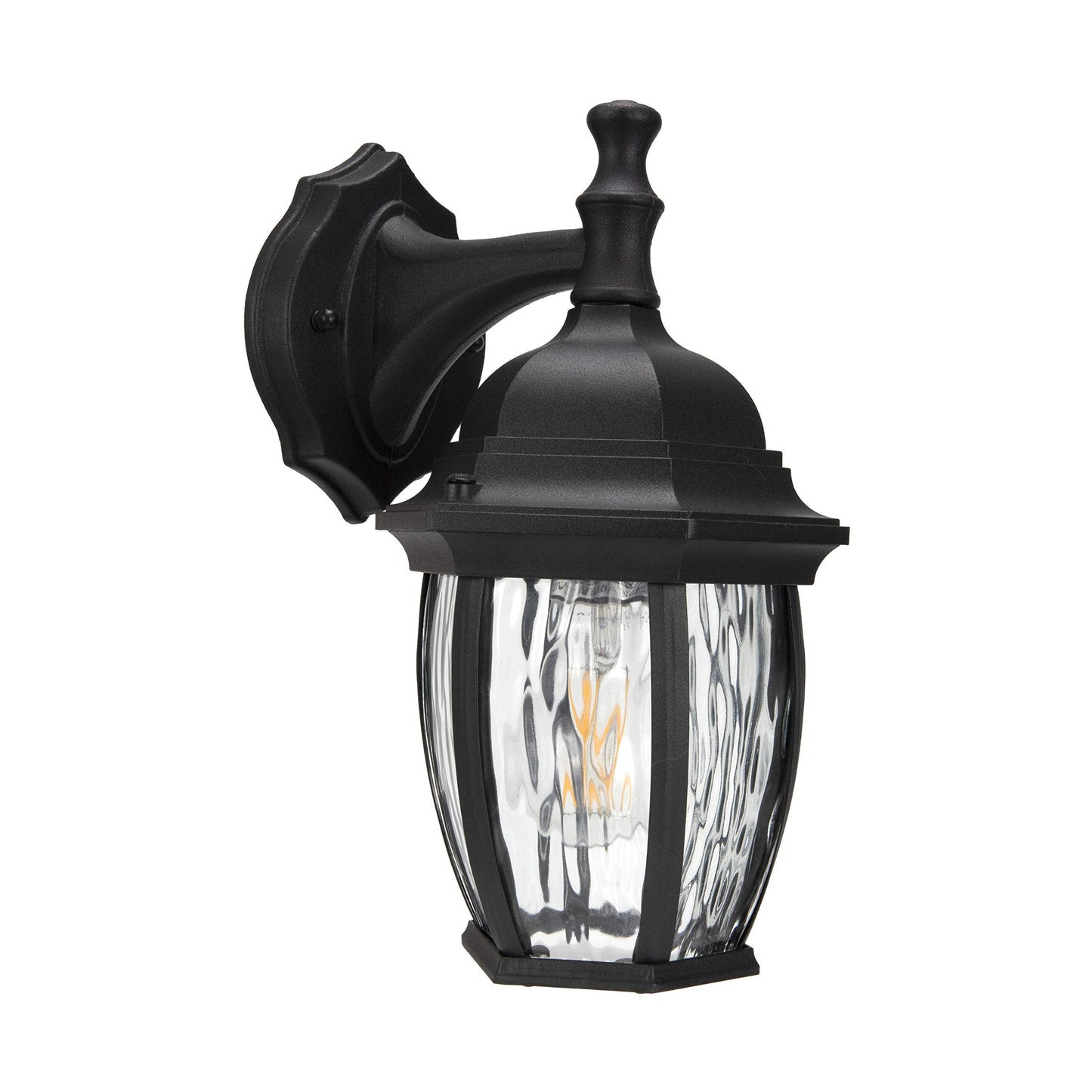 LIT-PaTH Outdoor Wall Lantern, Wall Sconce as Porch Lighting Fixture with E26 Medium Base Max 60W, Aluminum Housing with Glass Shade, Matte Black Finish