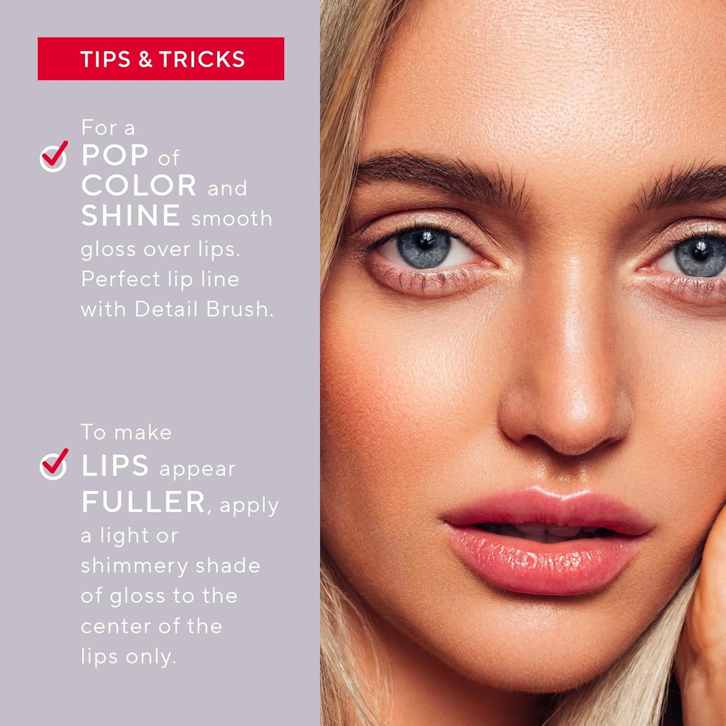 Mirabella Luxe Advanced Lip Gloss, Hydrating Non-Sticky High-Shine Lip Gloss for Women, Infused with Vitamin E & Jojoba Oil, Long-Lasting & Cruelty-Free - Posh (Rosy Pink)