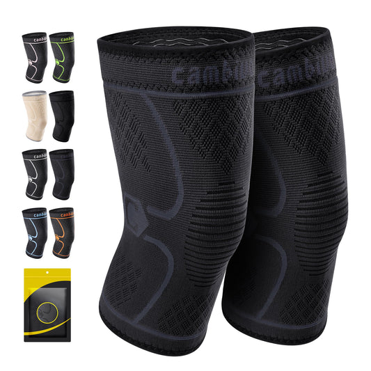 CAMBIVO 2 Pack Knee Brace, Knee Compression Sleeve Support for Men and Women, Knee Pads for Running, Hiking, Meniscus Tear, Arthritis,Joint Pain Relief (Slate Blue,Small)