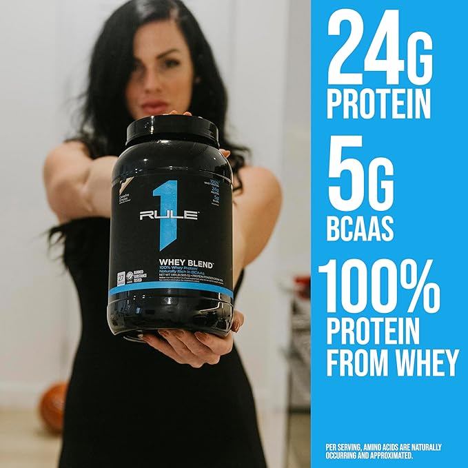 Rule One Proteins, R1 Whey Blend - 24g Fast-Acting Whey Protein Concentrates, Isolates, and Hydrolysates Per Serving, with Naturally Occurring EAAs and BCAAs (2 Pounds*, Toasted Cinnamon Cereal)