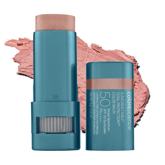 Colorescience Sunforgettable Total Protection Color Balm SPF 50, Mineral, Broad Spectrum, Buildable Lip & Cheek Color, Blush, 0.32 Ounce (Pack of 1)