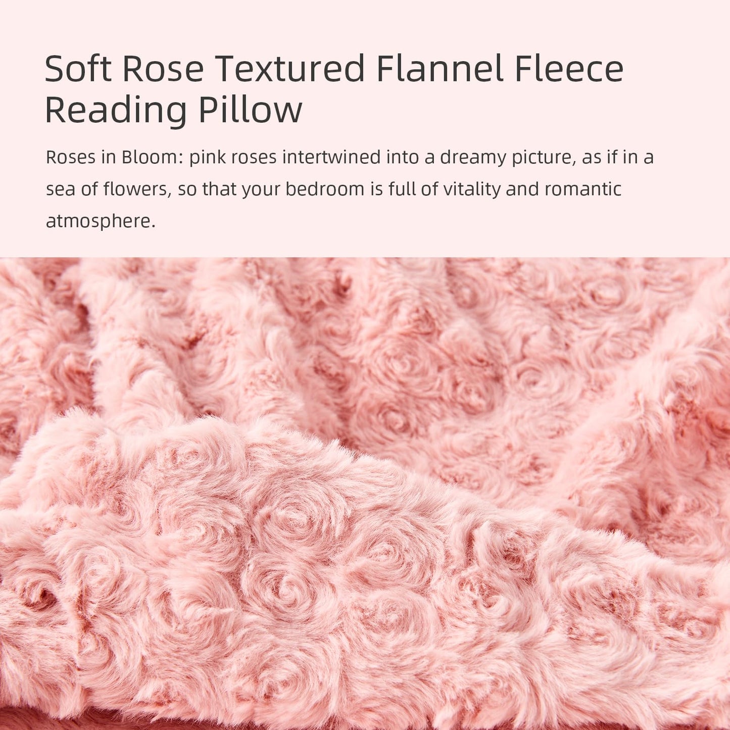 MUFEW Reading Pillow,Rose Velvet Back Pillow with Arms for Bed Sitting Up,Bed Pillow for Adult Children,Backrest Pillows with Washable Cover, Chair Pillow for Watching TV/Gaming/Relaxing (Pink)