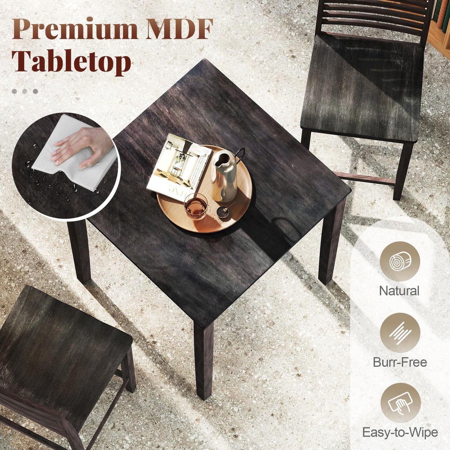 GOFLAME Square Dining Table for 2-4 People, Counter Height Pub Table with Rubber Wood Legs, Wooden Kitchen Table for Dining Room, Bistro, Restaurant, Small Space