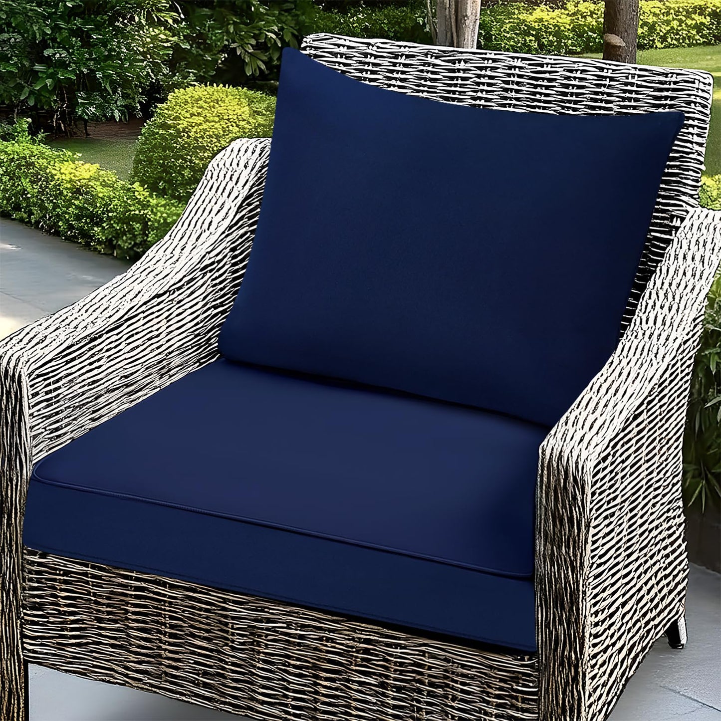 Fabuday Outdoor Chair Cushions Set - 22 x 22 Inch Waterproof & Fade Resistant Patio Furniture with Removable Cover Deep Seat & Back Pillow with Ties Replacement for Sunbrella Outside Sofa Couch Blue