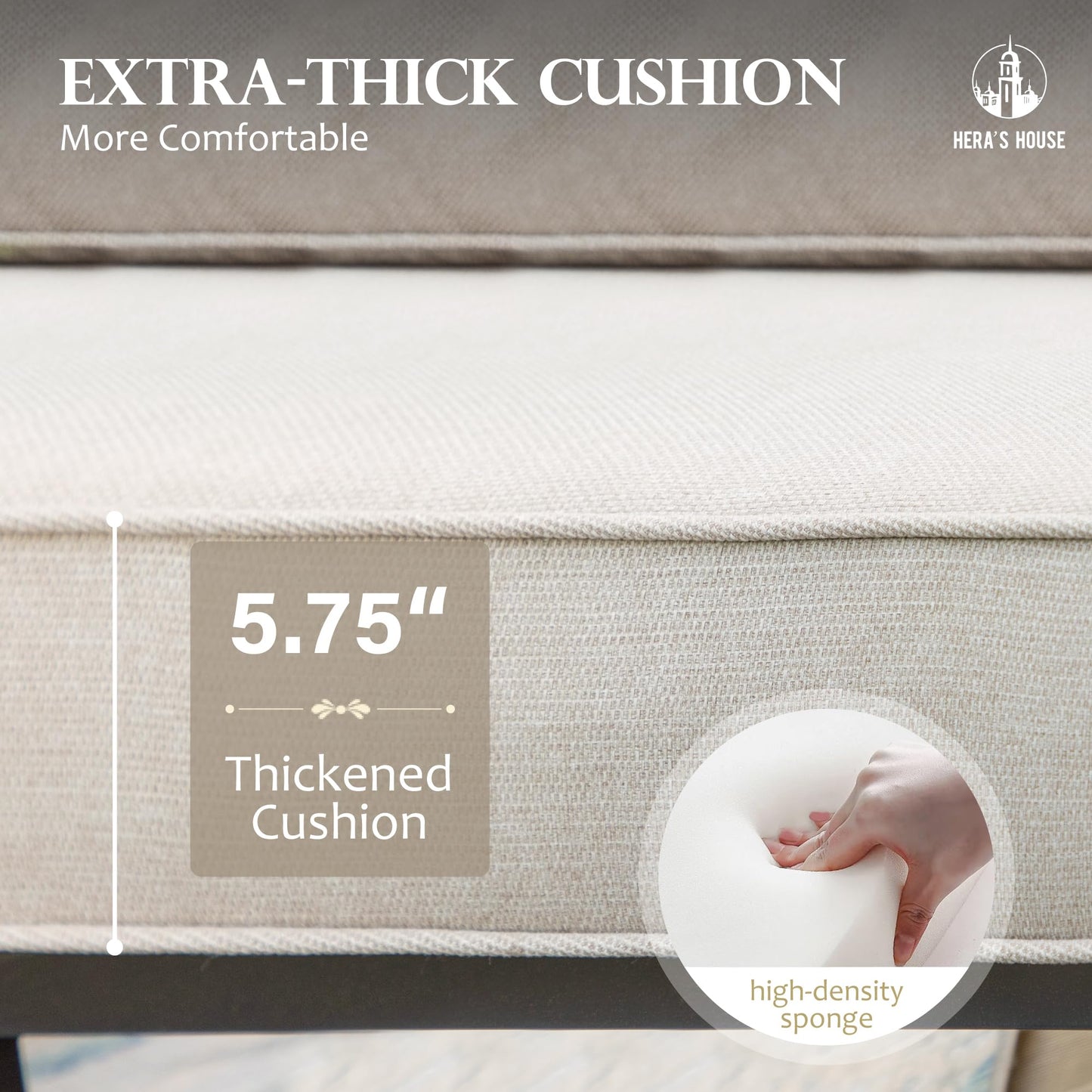 HERA'S HOUSE Patio Furniture Sofa, All-Weather Outdoor 3 Seats Couch, Outdoor Patio Couch with Deep Seating and Olefin Cushions for Lawn Garden Backyard Balcony