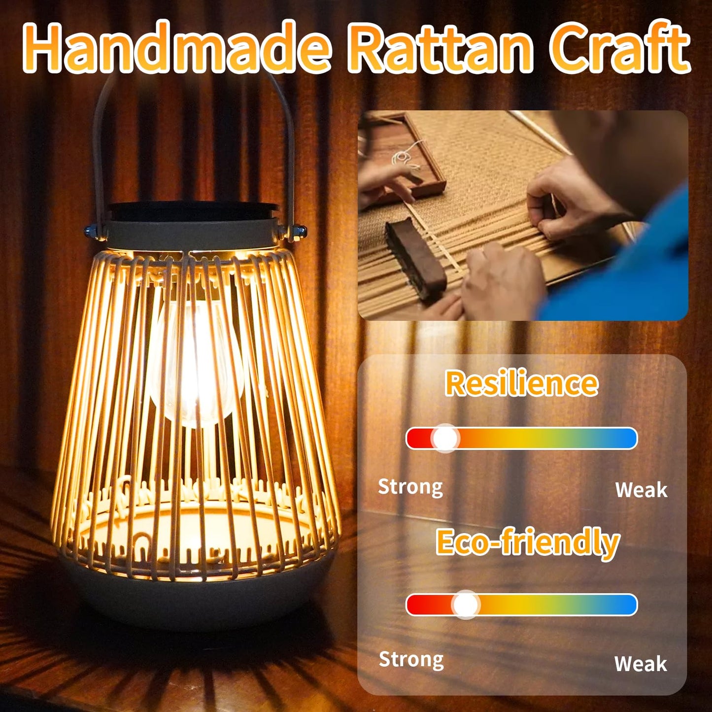 Solar Lanterns, KagoLing Solar Lights Outdoor Waterproof Hanging Hand-Woven Lanterns, Garden Decor Gifts for Women, Outdoor Table Camping Lights for Outside Garden, Yard, Patio, Porch, Trees, 2 Pack