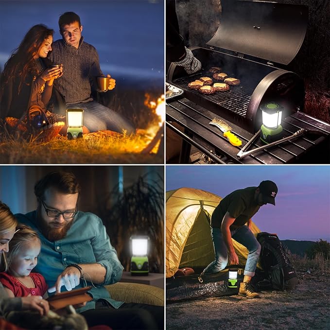 LE 1500LM Battery Powered LED Camping Lantern, Waterproof Tent Light with 4 Light Modes, Camping Essentials, Portable Lantern Flashlight for Camping, Emergency Light, Power Outages, Not Rechargeable
