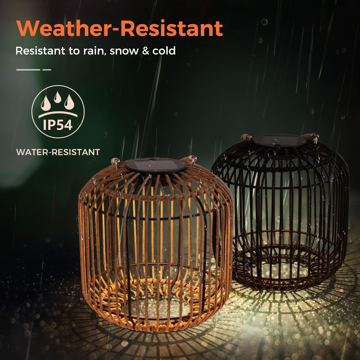 Solar Yard 2-Pack Outdoor Solar Lamp, Water-Resistant Lights for Outside Hanging Lantern Table Lamp Lights Decoration for Garden, Yard, Patio, Porch, Trees, Pathway, Black and Natural