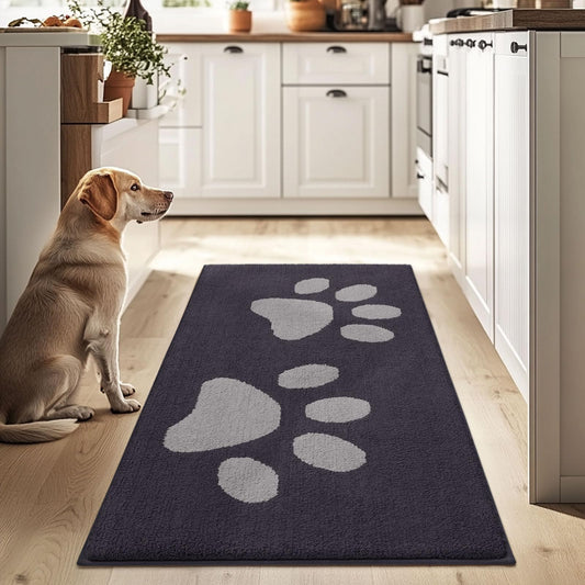 Buganda Dog Door Mat for Muddy Paws, Absorbent Dirt Trapper Washable Indoor Doormats, Non Slip Low-Profile Mud Mat for Dogs, Front Entrance Doormat for Inside Floor (47x24 Inches, Dark Grey)
