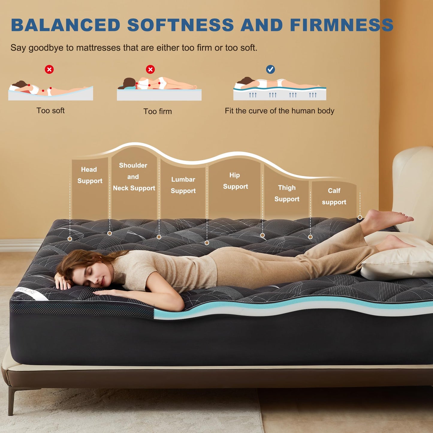 Bedlore 4-Inch Queen Mattress Topper for Back Pain - Dual Layer Medium Support (2" Gel Memory Foam + 2" Cooling Fluffy Pillow Top Pad), Breathable & Pressure Relief (Gray)