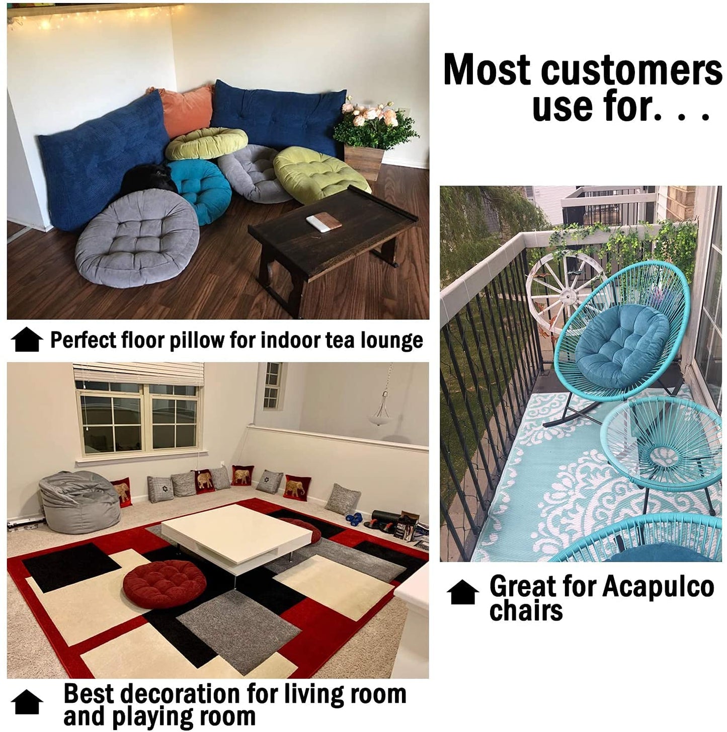 Tiita Floor Pillows Cushions Round Chair Cushion Outdoor Seat Pads for Sitting Meditation Yoga Living Room Sofa Balcony 22x22 Inch, Yellow