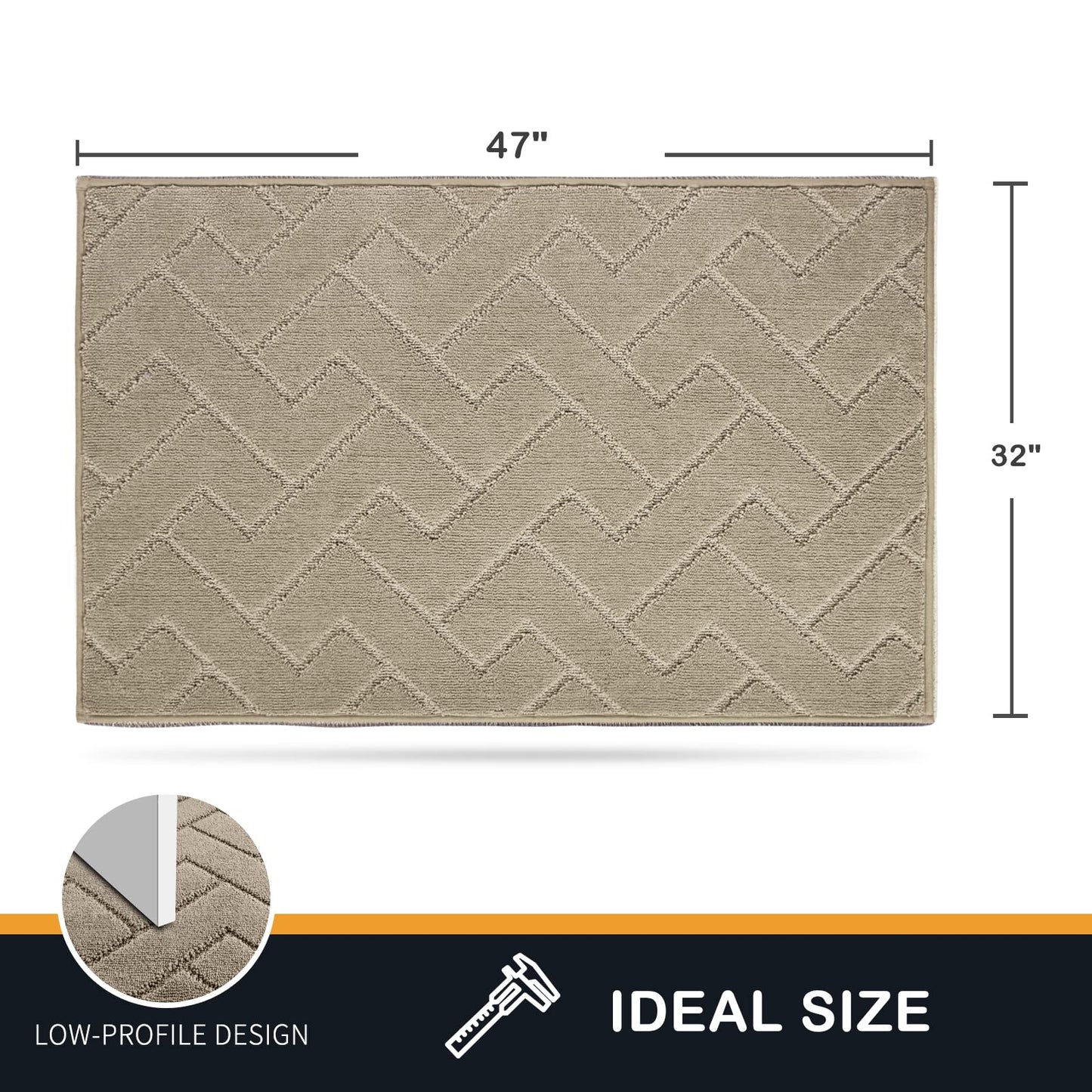 PURRUGS Dirt Trapper Door Mat 32" x 47", Non-Slip Machine Washable Entry Rug, Shoe Scraper, Dog Doormat, Super Absorbent Welcome Mat for Front & Back Door, Muddy Wet Shoes & Paws, Taupe