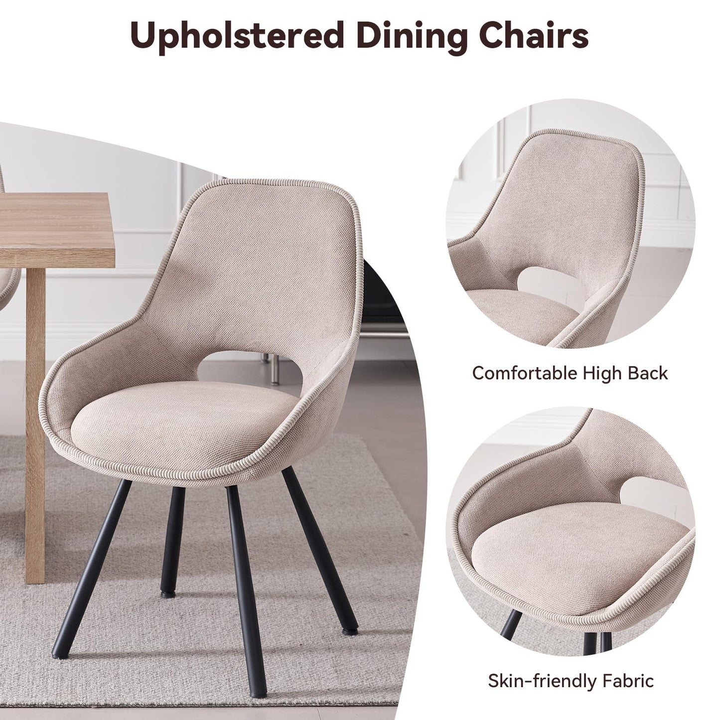 Lecafur HL 47" Round Dining Room Table Set for 4, [Fanned Base] [1.38" Thick Top] Wood Kitchen Table with 4 Swivel Dining Chairs