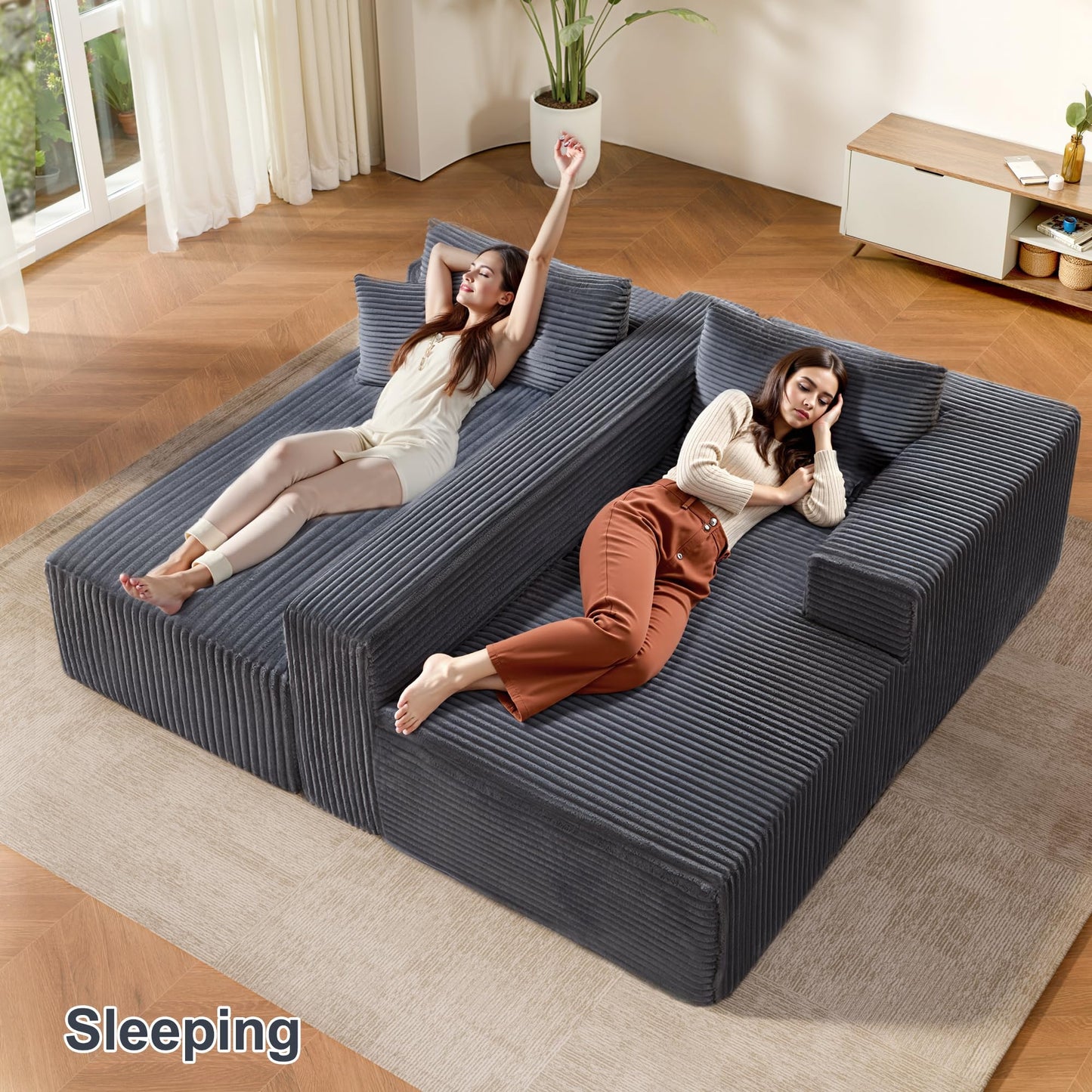 ComeWay 104" Sectional Couches for Living Room, Modular Sectional Sofa with Deep Seat, L-Shape Couch with Chaise, Cloud Couch for Living Room Bedroom, No Assembly Required (Flannel, Right)
