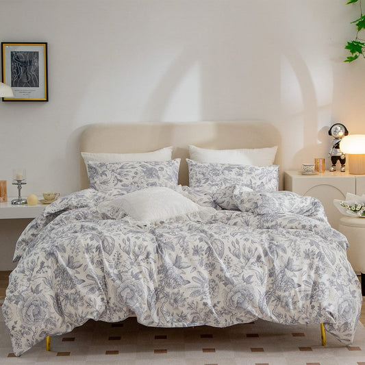 BUPIRD Floral Comforter Set Twin 2 Pieces Soft Cotton Cute Vintage Floral Bedding Comforter Lightweight Garden Style Floral Botanical Comforter Set for All Seasons 1 Comforter and 1 Pillowcases