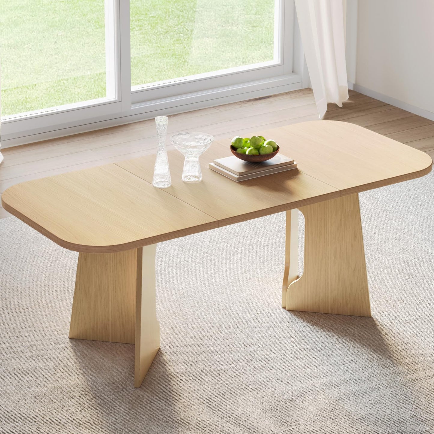 GraceNook 70.86" Dining Table for 4/6/8, Rounded-Corner Rectangular Kitchen Table, Dining Room Table for Kitchen, Dining Room, Home Office