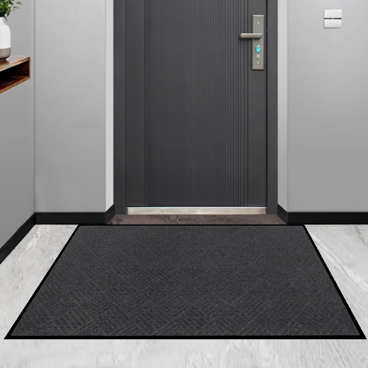 Commercial-Grade Entrance Mat Heavy Duty Dirt Trapper Doormat with Rubber Border Low Profile Commercial Entryway Rugs for Entryway Indoor Outdoor,(Grey-3' x 5')