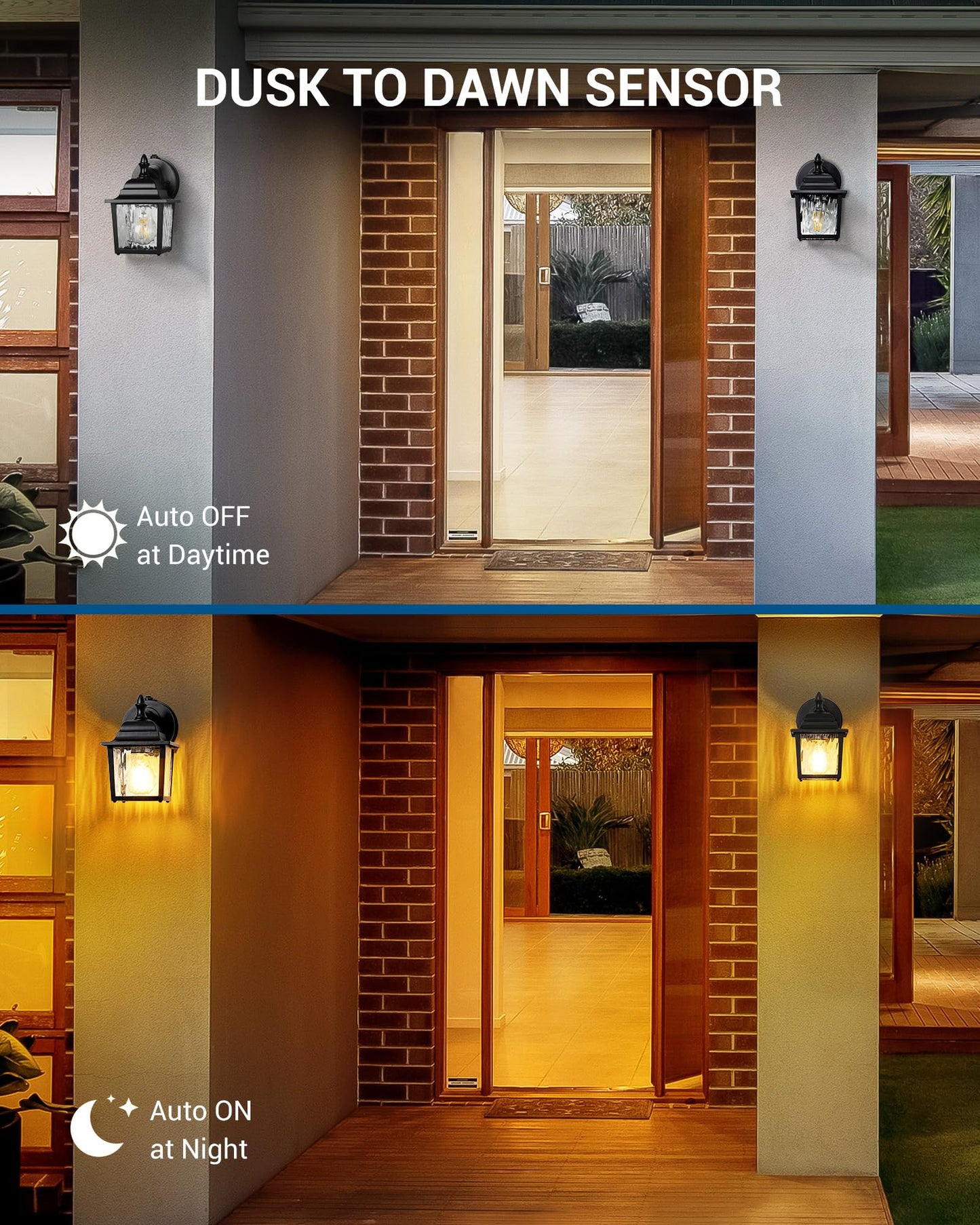 DEWENWILS 2 Pack Dusk to Dawn Outdoor Wall Light Fixture, Wall Lantern Porch Light with Glass Shade, Waterproof Outdoor Wall Sconce Lamp for Garage, Backyard (Classic)