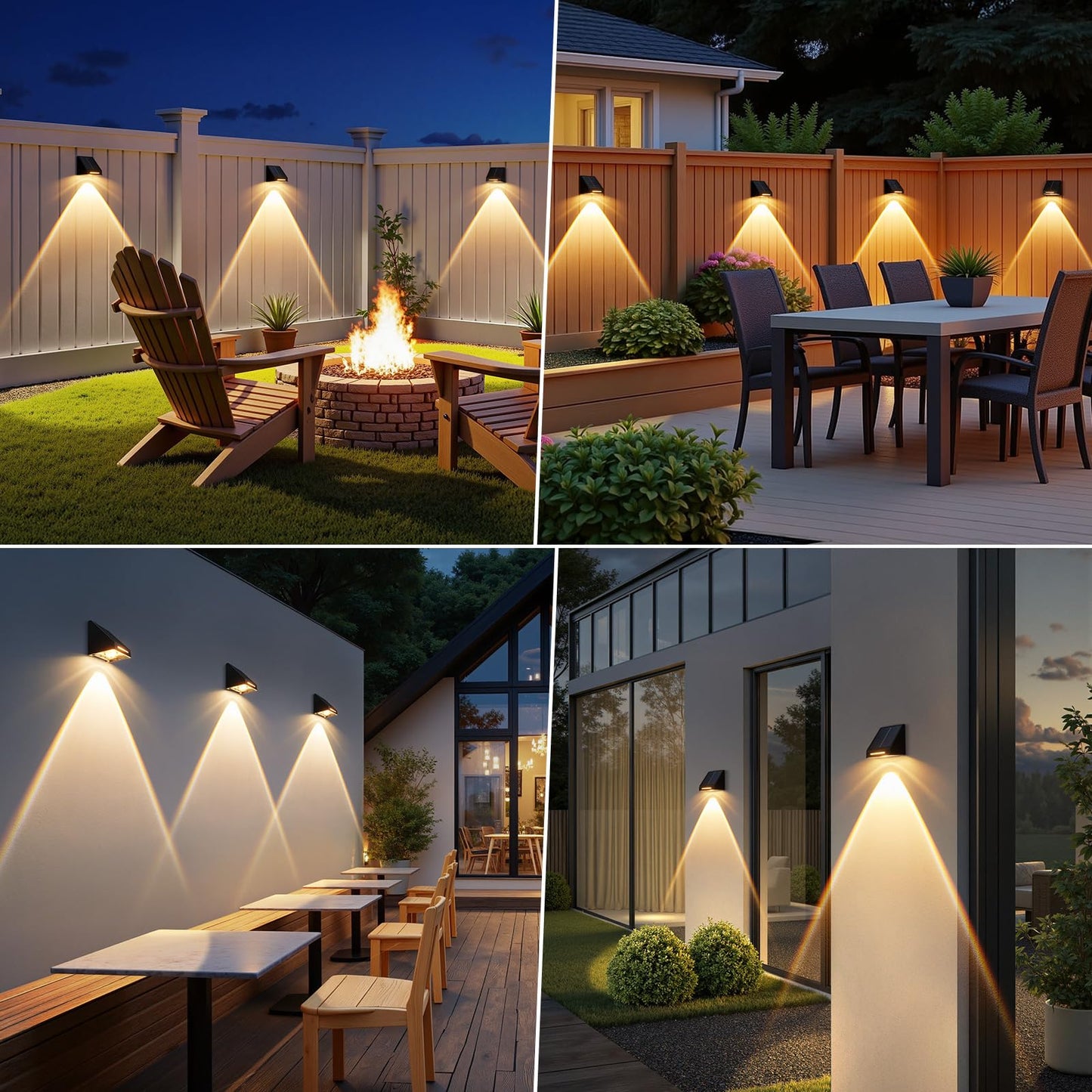 LETMY Solar Fence Lights Outdoor 12 Pack - Brighter Focused Lens, Cold White & Warm Light Fence Solar Lights Outdoor Waterproof, Auto ON/Off Deck Lighting for Wall, Patio, Backyard, Step, Railing