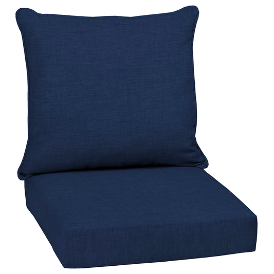 Arden Outdoor Deep Seat Cushion Set, 24 in x 24 in, Weather-Proof, Rain-Proof, Fade Resistant Patio Cushion for Chair, Sofa, and Couch Sapphire Blue Leala