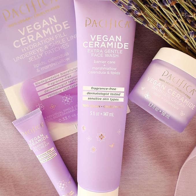 Pacifica Face Cream - Vegan Ceramide Barrier Cream w/Niacinamide & Shea Butter - Hydrating Daily Face Moisturizer Fragrance Free for Sensitive Skin, Vegan, Clean Beauty Allergy & Dermatologist Tested
