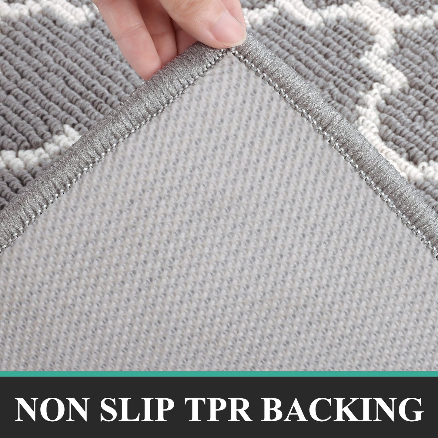 Pauwer Door Mat Indoor Entrance 32"x48" Absorbent Dirt Trapper Welcome Mats for Front Door Washable Entryway Rugs Ultra Thin Doormat Non Slip Runner Rugs for Hallway Kitchen Laundry Room, Grey