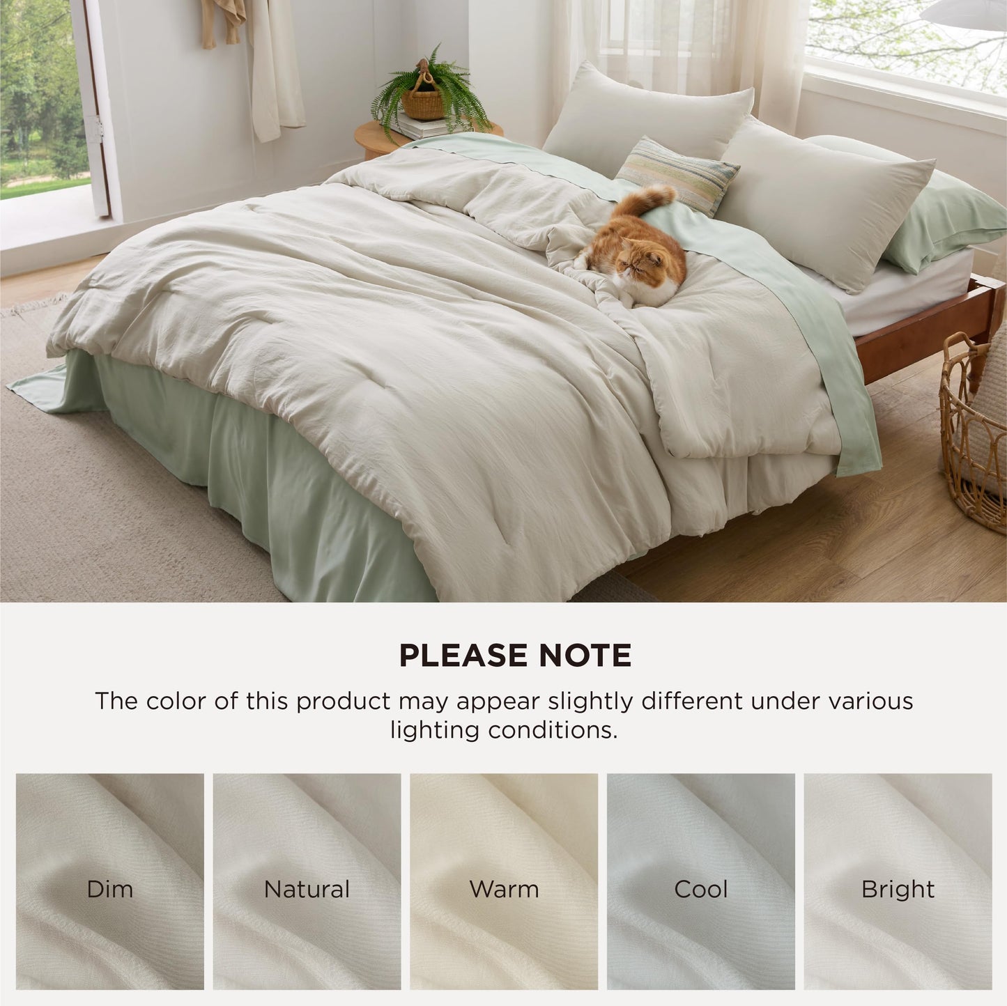Bedsure Queen Size Comforter Set, Beige Soft Prewashed Bedding for All Seasons, 3 Pieces GentleSoft™ Warm Down Alternative Bed Set, 1 Lightweight Comforter (90"x90") and 2 Pillowcases (20"x26")