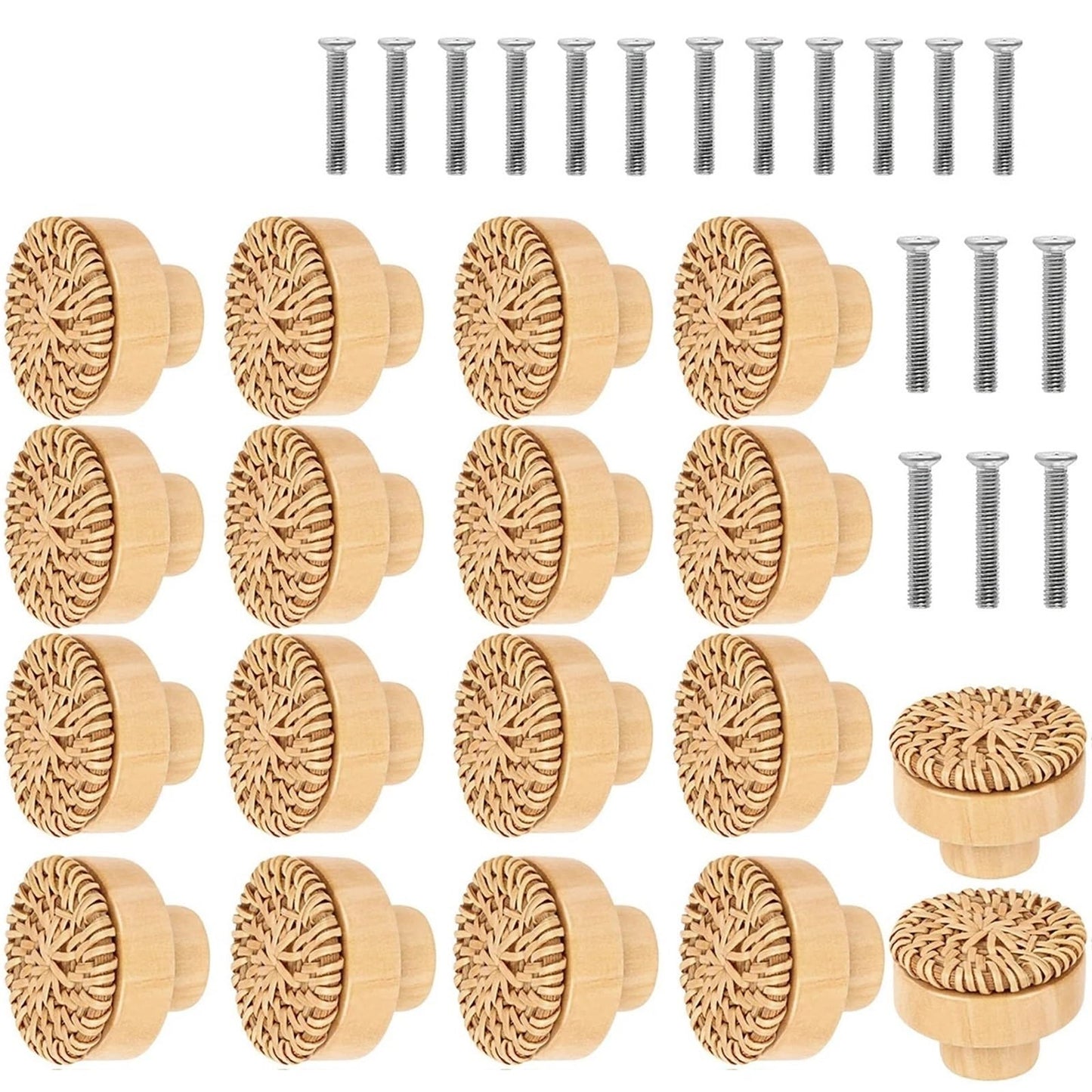 Rattan Knobs 22Pcs Vintage Rattan Handles - Furniture Cabinet/Dresser/Drawer Knobs for Cabinet