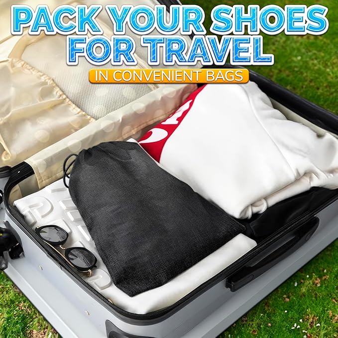 Shoe Storage Bags - 10 Pcs Travel Shoe Bags for Packing in Suitcase Waterproof Drawstring Bag Shoe Bags for Travel Shoe Bag for Gym Shoe Dust Bags - Soccer Cleat Bag Shoe Bags for Storage Sneaker Bag
