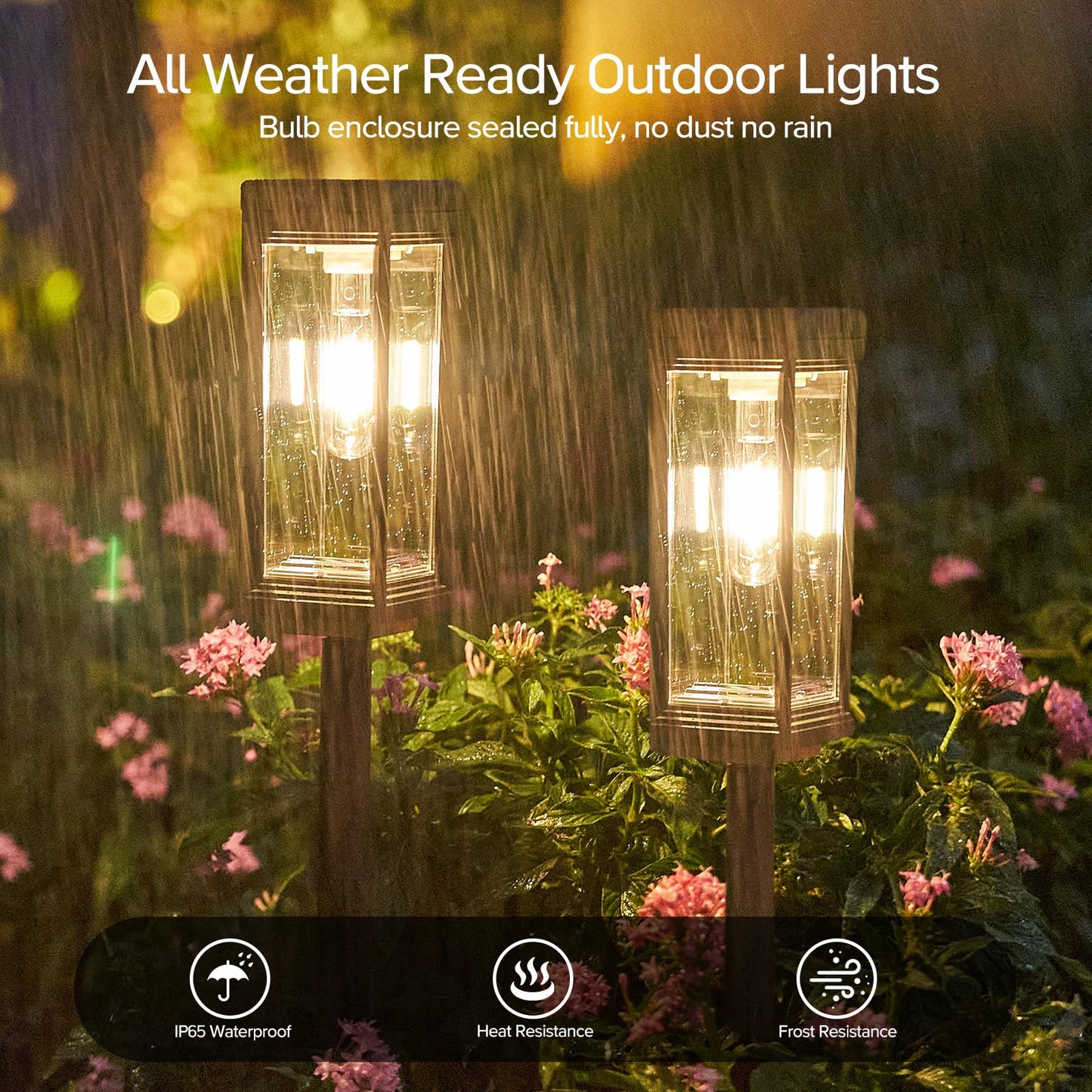 Tall Solar Pathway Lights Outdoor, 8 Pack Bright Solar Lights Outdoor Waterproof, Auto On/Off Solar Powered Garden Lights, Outdoor Light for Pathway Yard Walkway Driveway Patio Decor Landscape