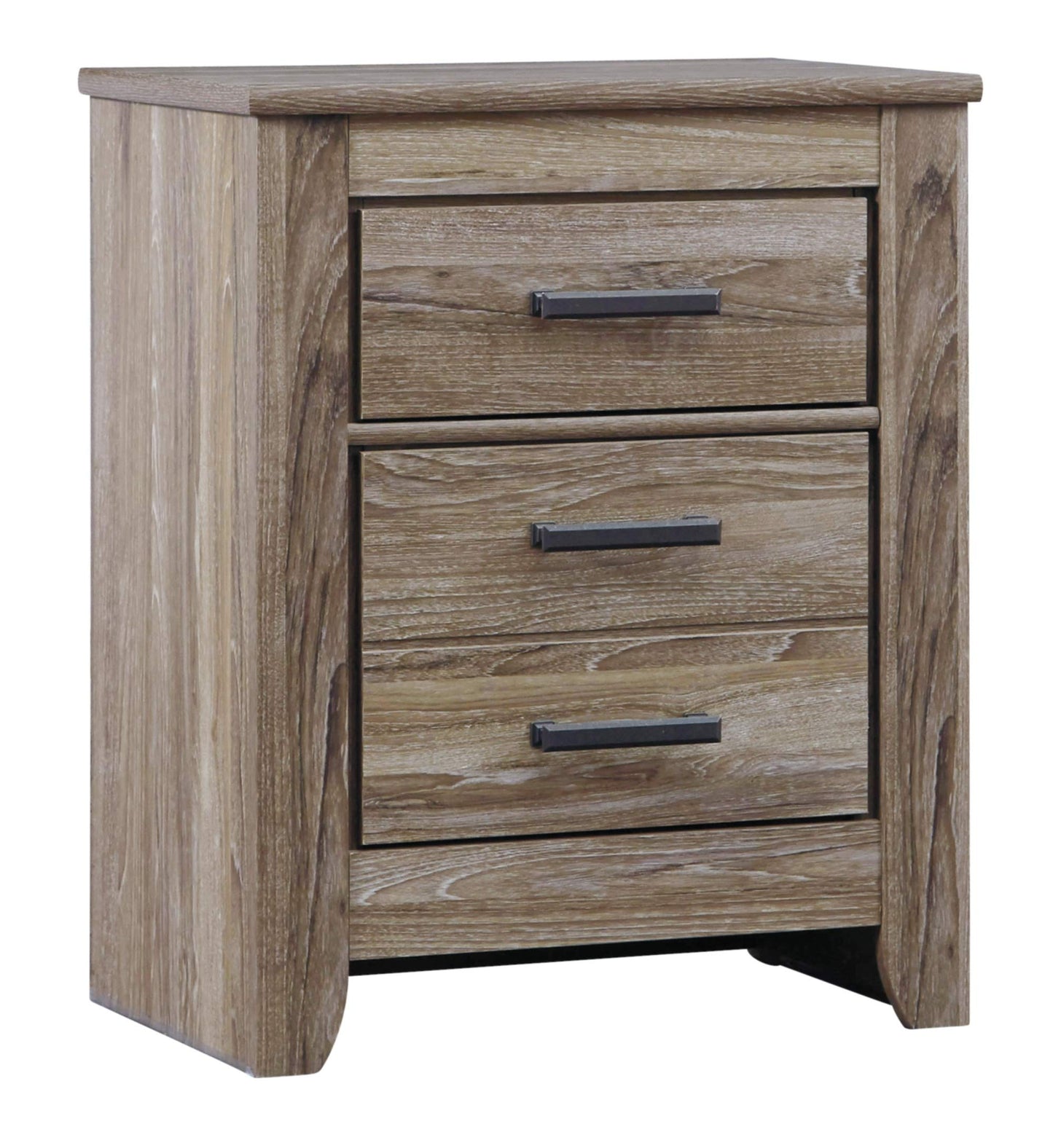 Signature Design by Ashley Zelen Rustic Contemporary 2 Drawer Nightstand, 29.45" Tall, Warm Gray