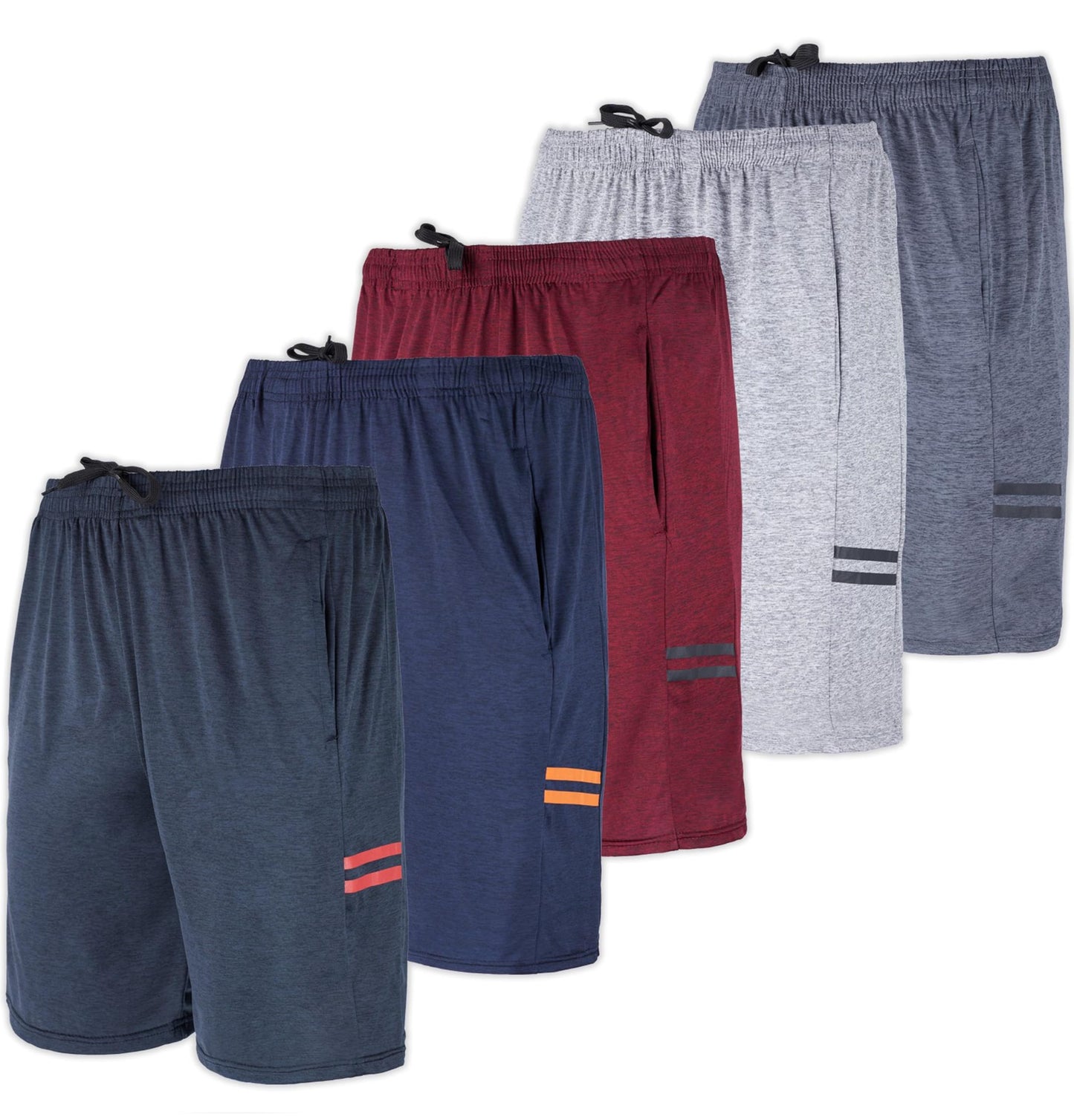 Real Essentials Mens Dry Fit Shorts Active Wear Short Athletic Performance Basketball 9 Inch Inseam Sweat Tennis Soccer Running Essentials Gym Casual Workout Sports, Set 6, S, Pack of 5