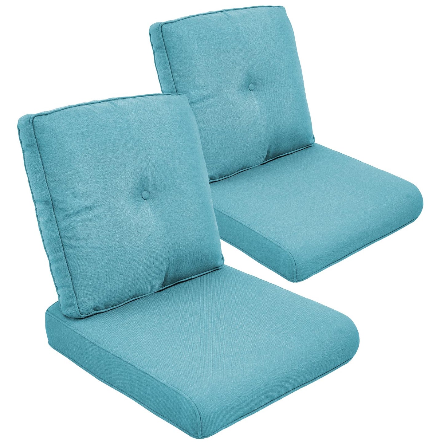 Outdoor Chair Cushion Set of 2, Waterproof Outdoor Seat Cushions 25x22 , Patio Chair Cushions for Outdoor Furniture, Couch Cushion Replacement, Include 2 Back & 2 Seat Cushions, Button/CyanBlue