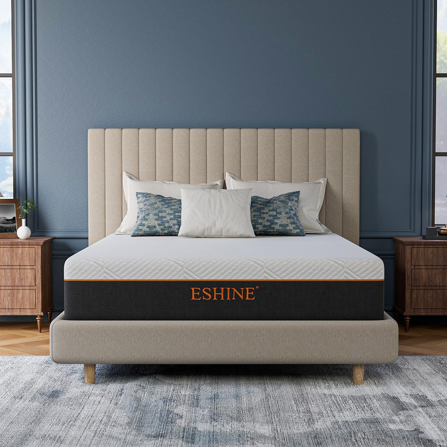 ESHINE 12 INCH Queen Memory Foam Mattress for Back Pain - Gel Foam Queen Mattresses in a Box for Pressure Relief, Green Tea Foam with Flame-Retardant Cover for Comfort Sleep, CertiPUR-US Certified