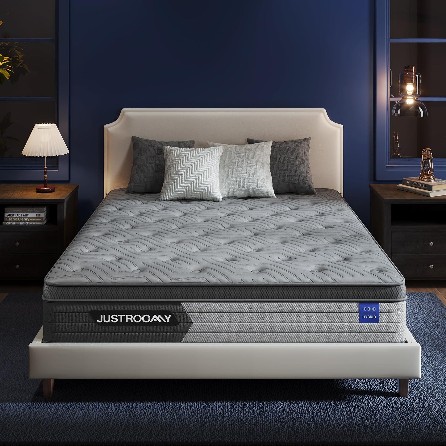 JUSTROOMY Queen Mattress Firm 12 Inch Hybrid Mattress with Gel Memory Foam, Cooling Ice Silk Top, Mattress in a Box, Back Pain Relief, Individual Pocket Spring-Extra Edge Support, 60*80", US Assembly