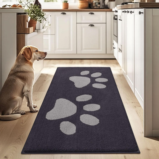 Buganda Dog Door Mat for Muddy Paws, Absorbent Dirt Trapper Washable Indoor Doormats, Non Slip Low-Profile Mud Mat for Dogs, Front Entrance Doormat for Inside Floor (59x24 Inches, Dark Grey)