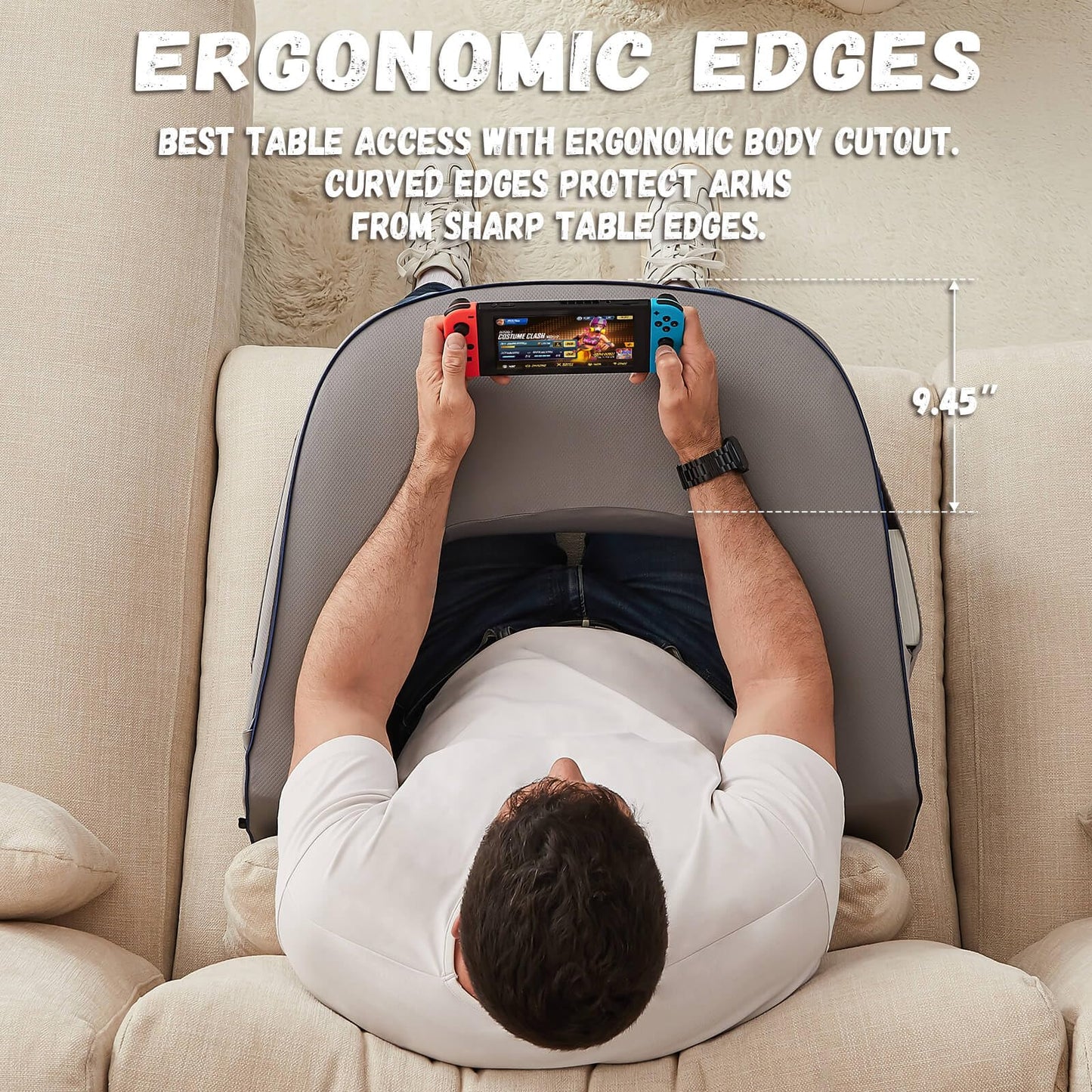 cooloo8 Reading Pillow for Gaming, Extra Large Laptop Pillow for Adult, Memory Foam Lap Desk Gaming Pillow for Reading, Working, Playing Steam Deck Switch or Sitting in Bed Floor Sofa(Grey)