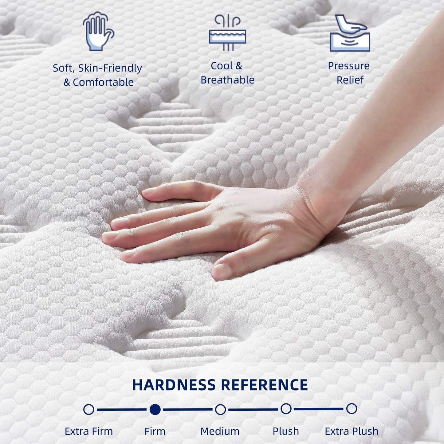 Firm King Size Mattress [Enhanced], 12 Inch King Mattress in A Box, Hybrid Mattresses with Gel Memory Foam & Independent Pocket Springs, Pressure Relief, Cooling, Additional Support, 365-Night Trial
