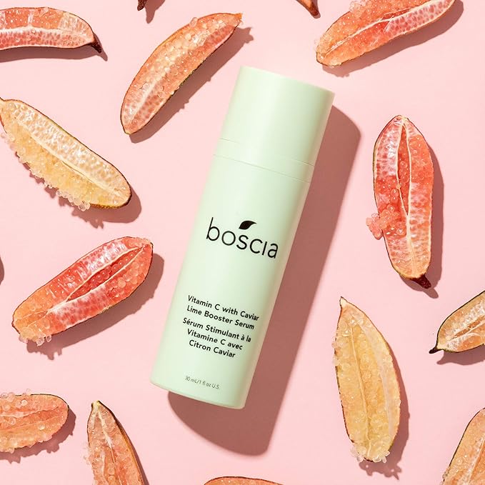 boscia Vitamin C with Caviar Lime Booster Serum - Vegan, Cruelty-Free, Natural & Clean Skin Care - Vitamin C Serum with AHA-Rich Caviar Limes - For All Skin Types - 1 fl oz
