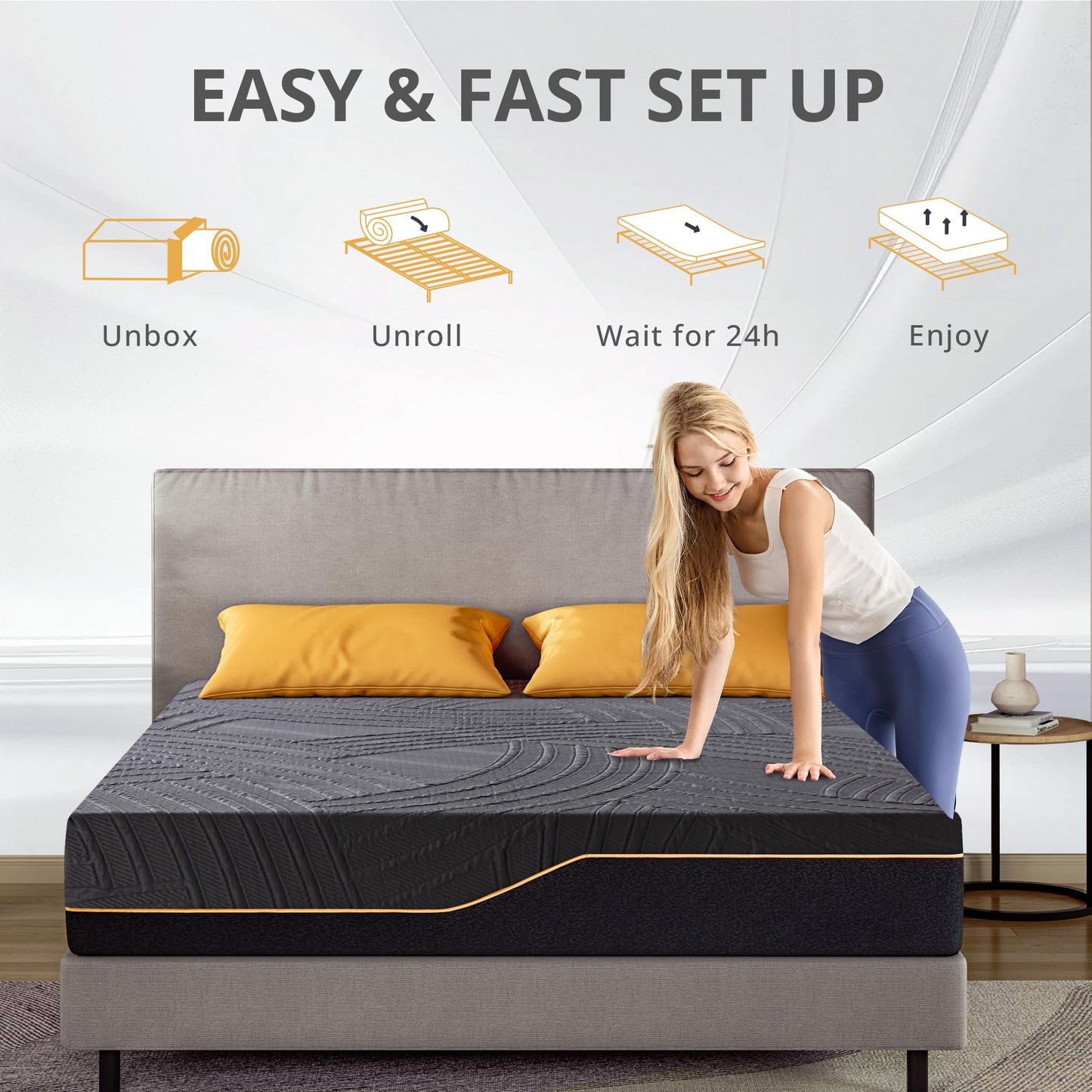 Dyonery 14 Inch Firm Queen Mattress in a Box, Copper Memory Foam Mattress with Cooling Cover, Relieving Pressure & Back Pain, Fiberglass-Free, CertiPUR-US Certified, Foam Made in USA, 60"x80"x14"
